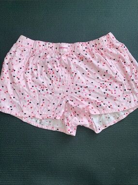 Women's Pink Heart-Print Lounge Shorts by Joyspun